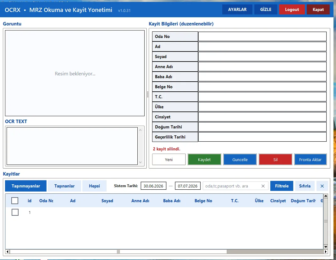MRZ Reading and Record Management
