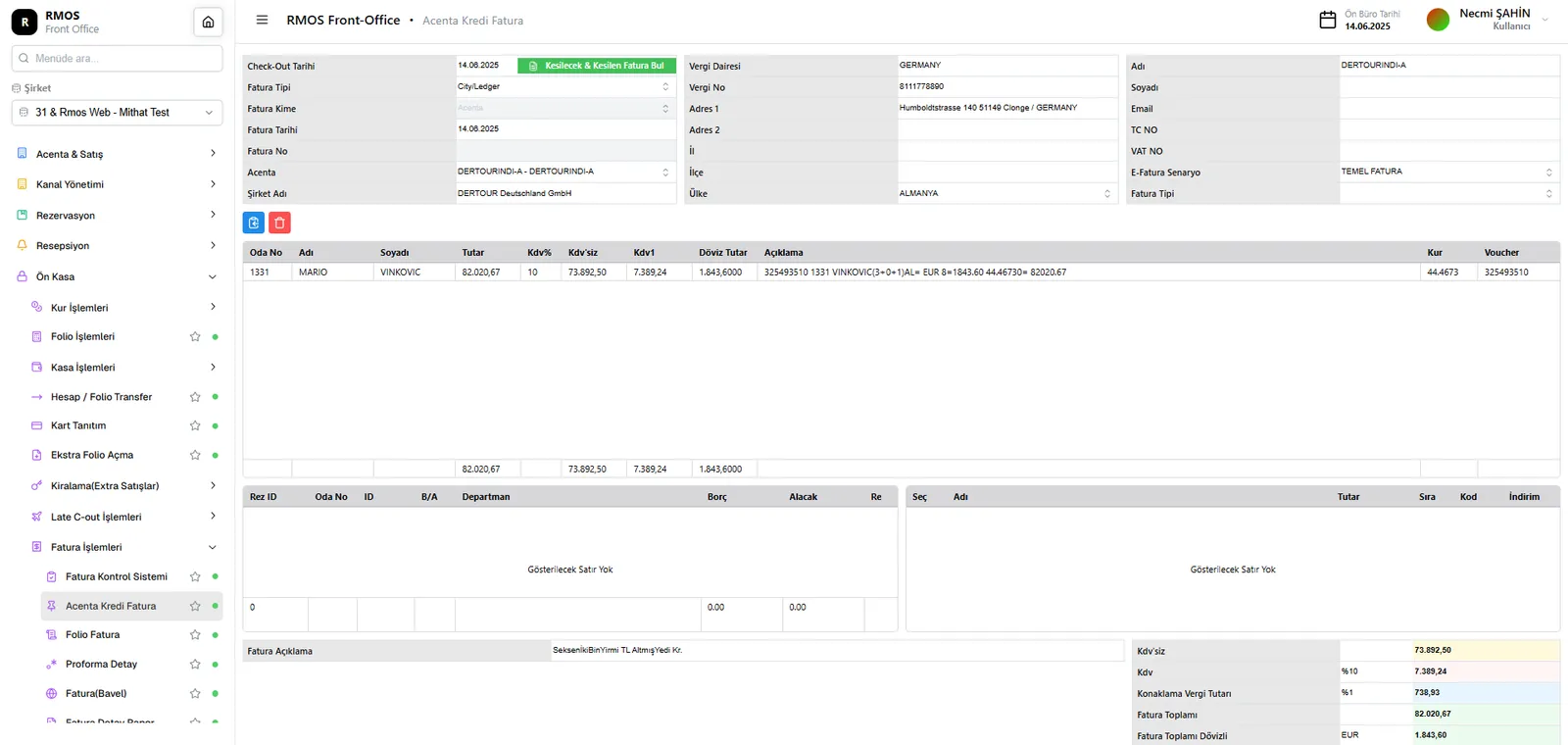 Agency Credit Invoice